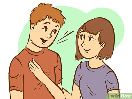 Introverte persoon die op een rustige en vriendelijke manier sociaal contact maakt met een ander, met subtiel lichamelijk contact en open lichaamstaal.